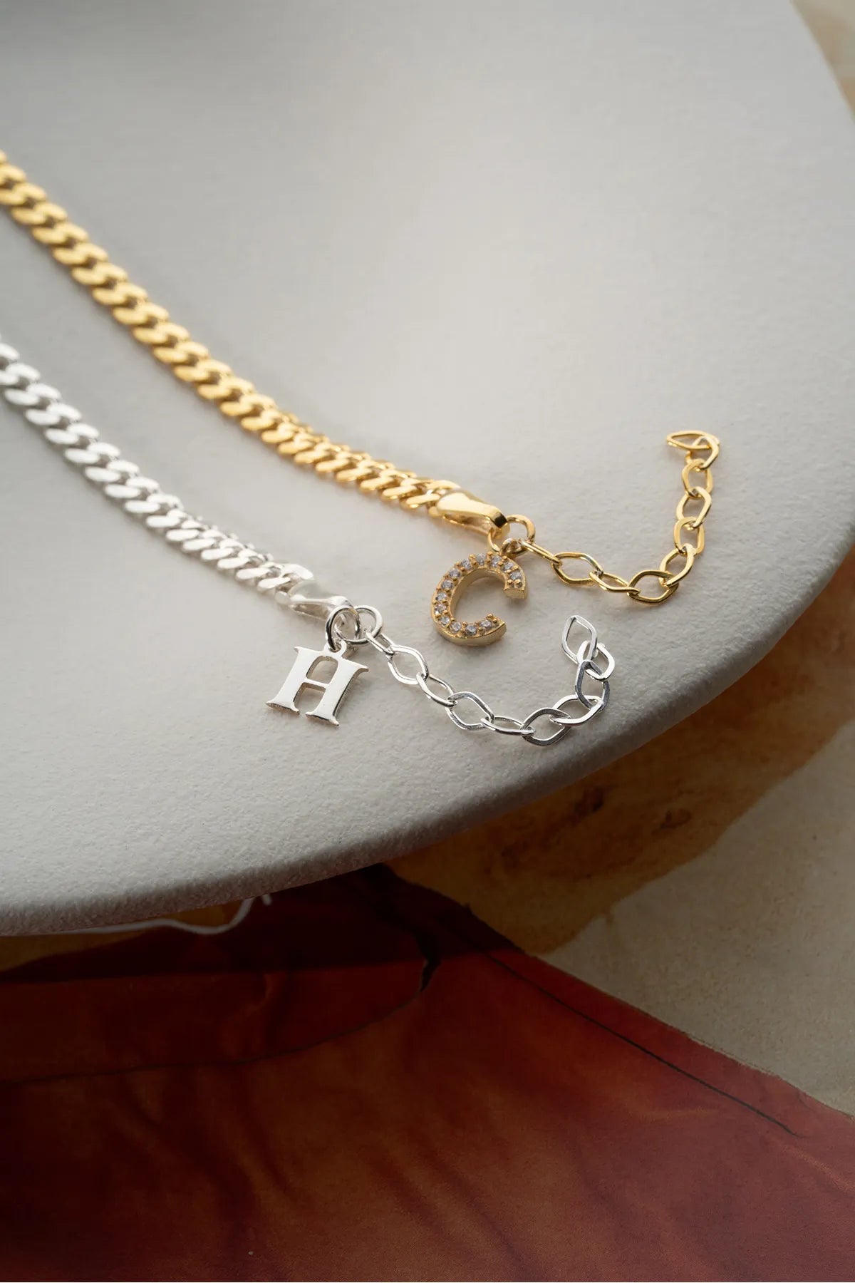925 Sterling Zilveren Gepersonaliseerde Koppelarmband met Initiaal