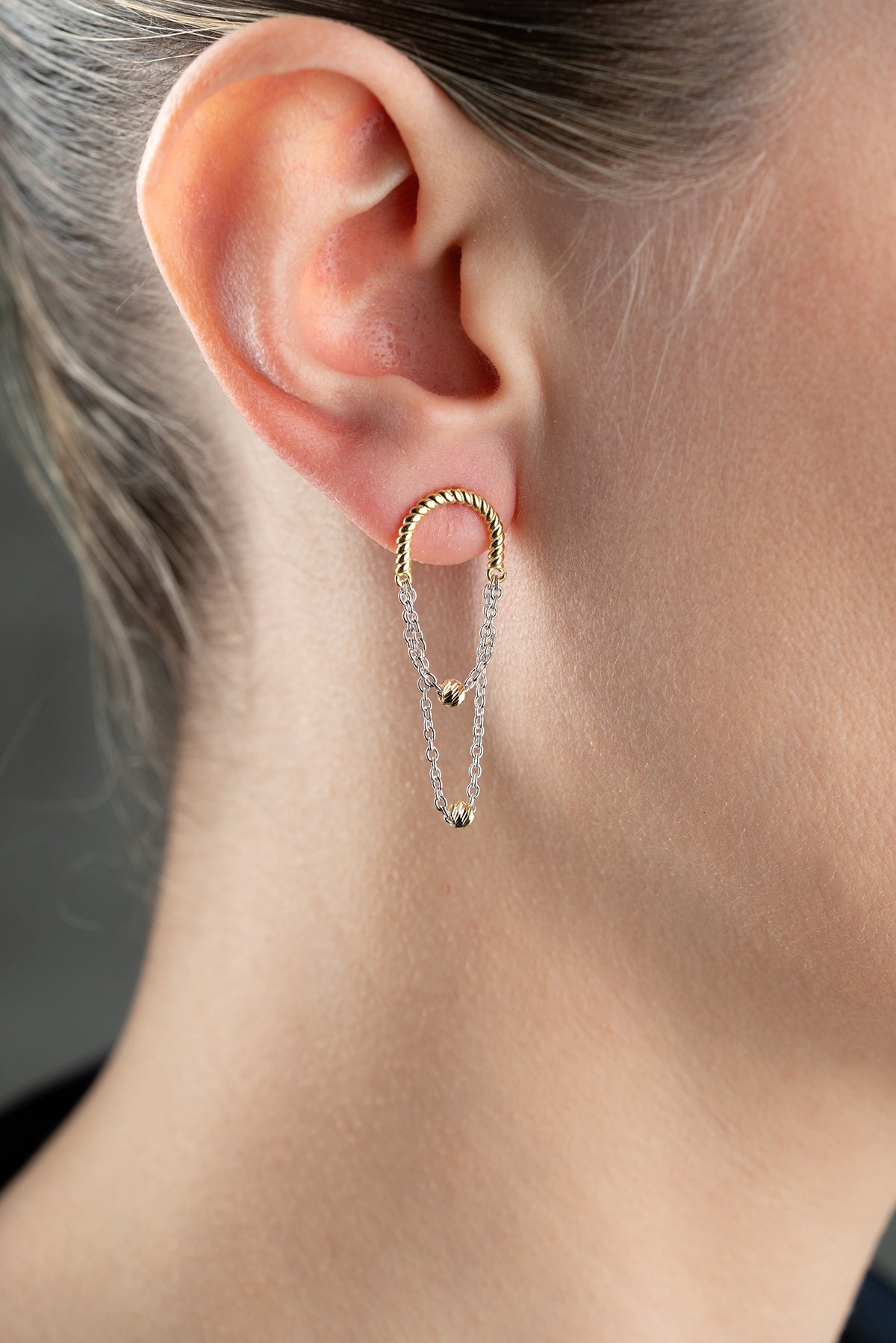 Halsketten-Hoop-Ohrringe – Gold & Silber Kombination