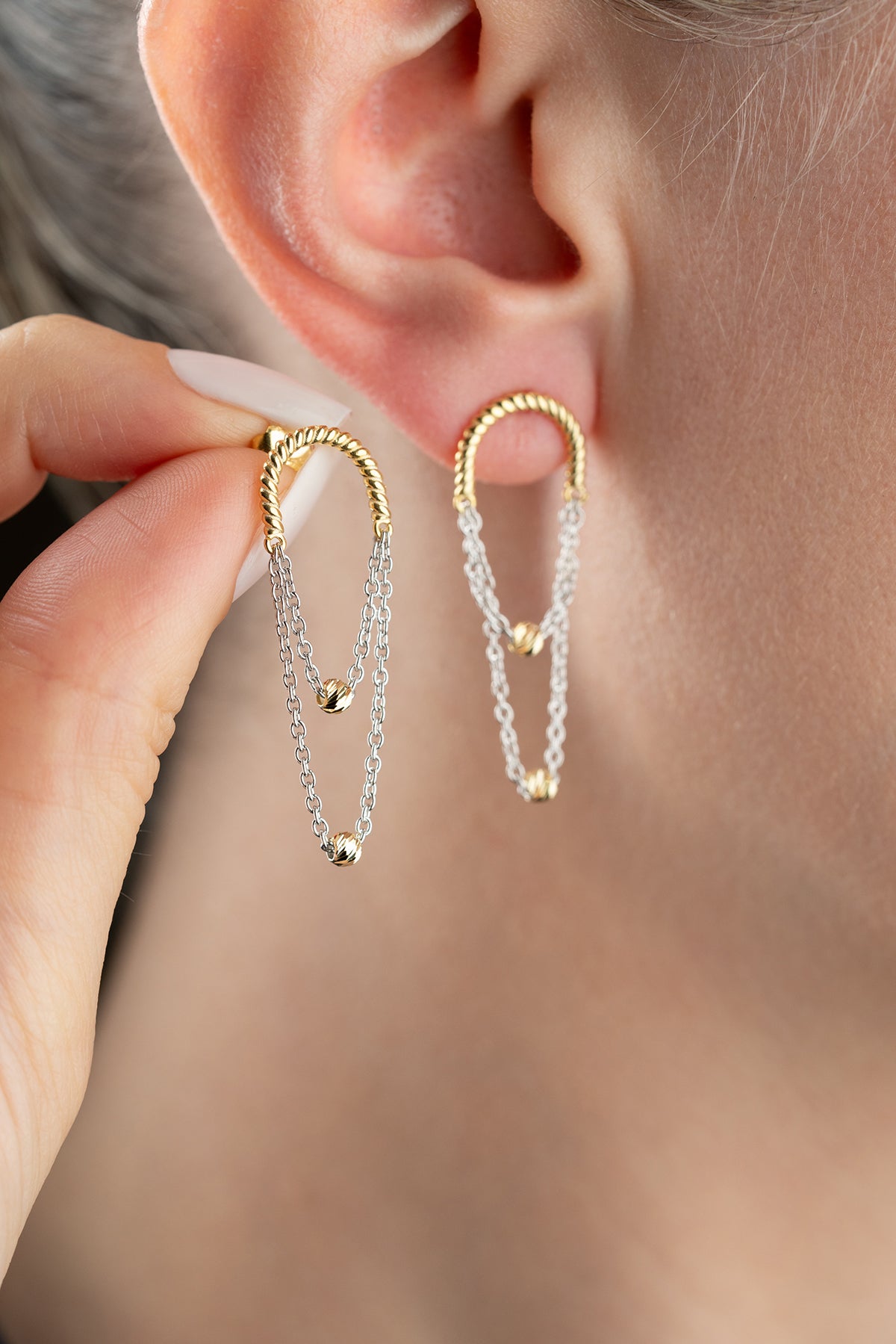 Halsketten-Hoop-Ohrringe – Gold & Silber Kombination