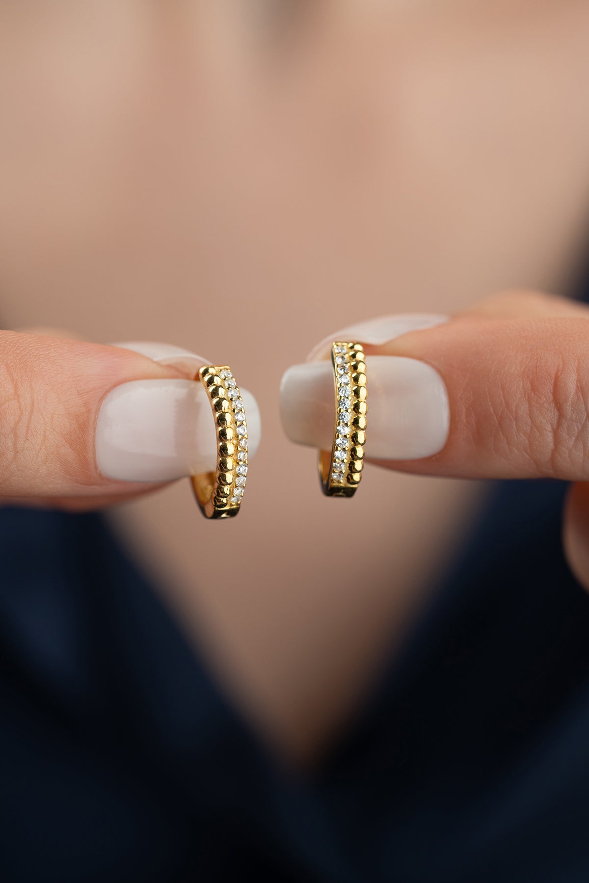 925 Sterling Zilveren Creolen met Bolletjes en Steentjes