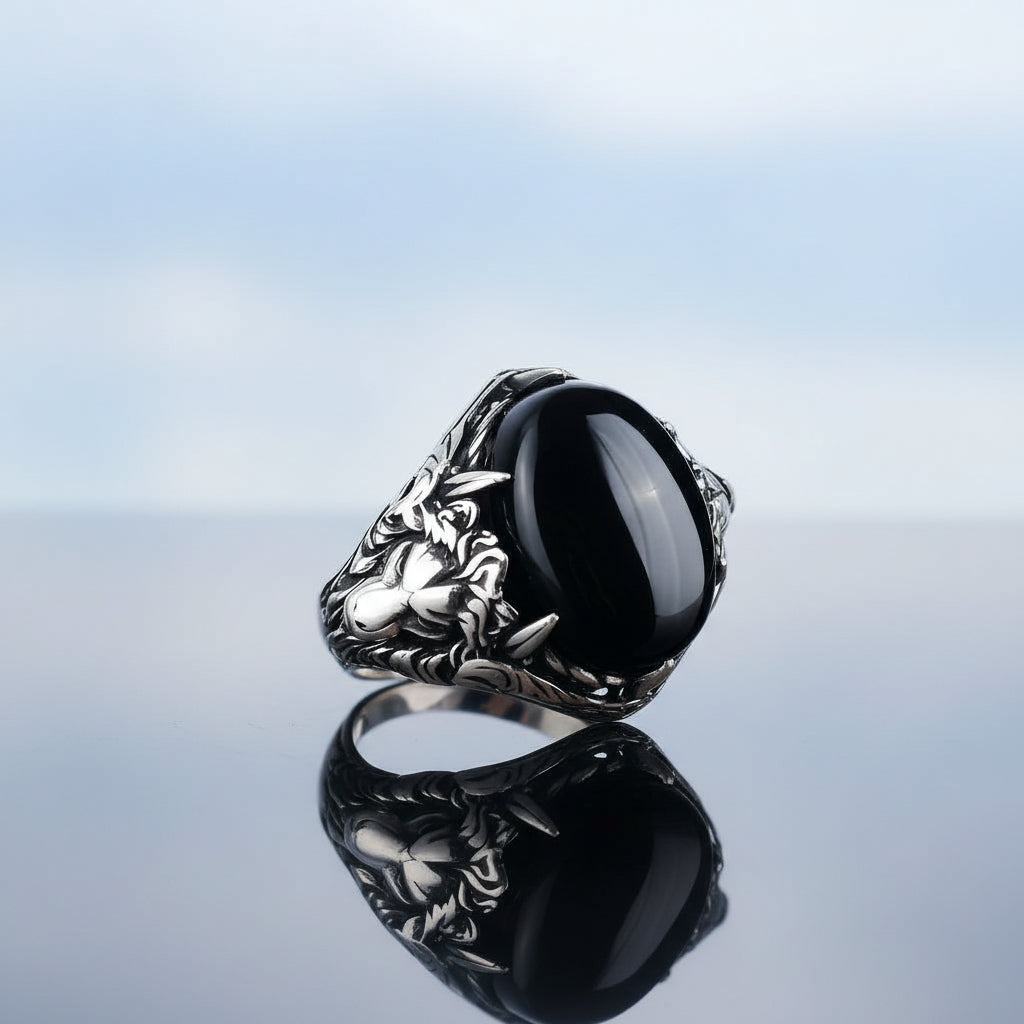 Zilveren Heren Ring Met Onyx