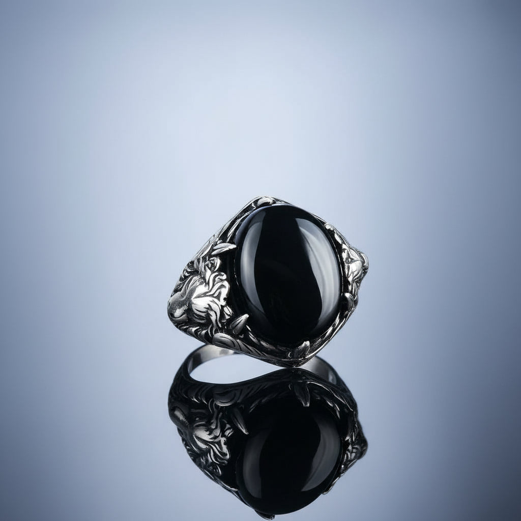 Zilveren Heren Ring Met Onyx