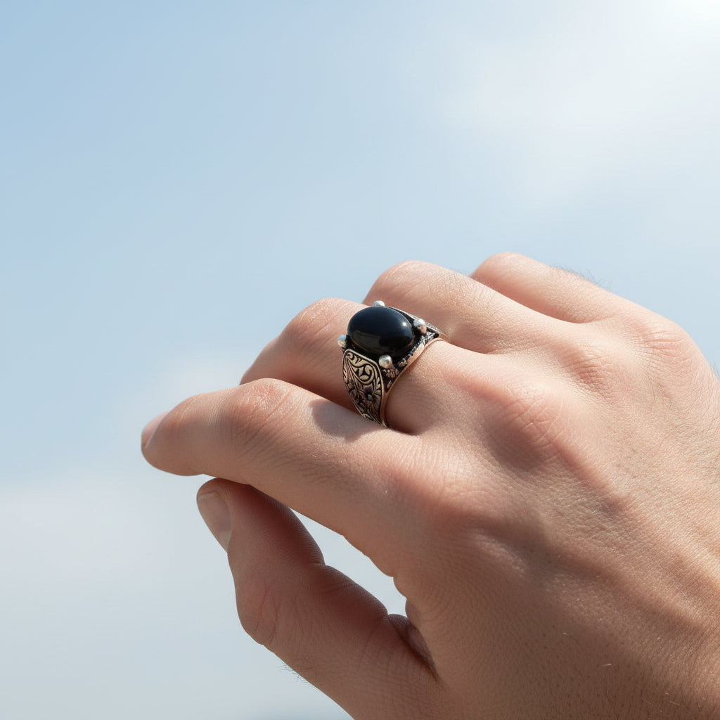 Zilveren Heren Ring Met Onyx