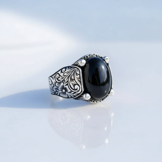 Zilveren Heren Ring Met Onyx