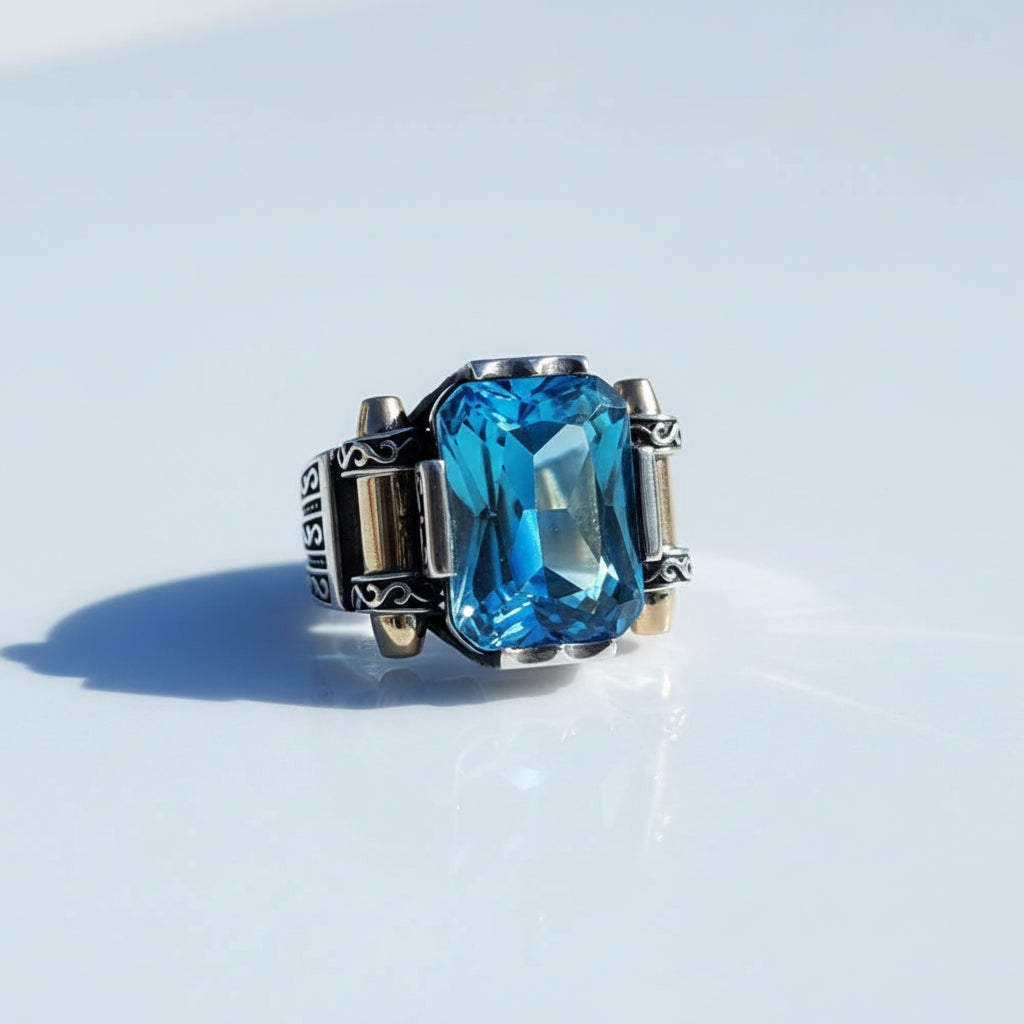 Herenring Met Blauwe Steen CLMR0162