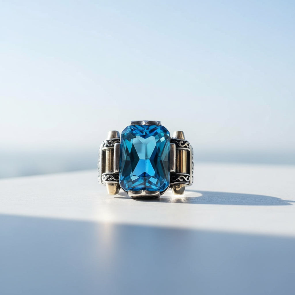 Herenring Met Blauwe Steen CLMR0162