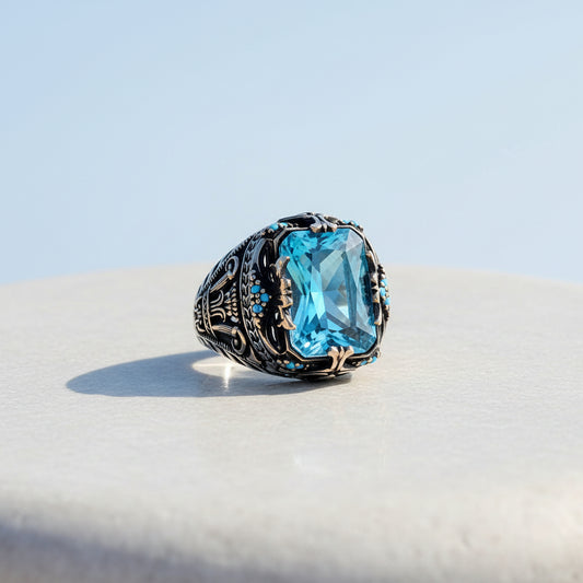 Herenring Met Blauwe Steen CLMR0221