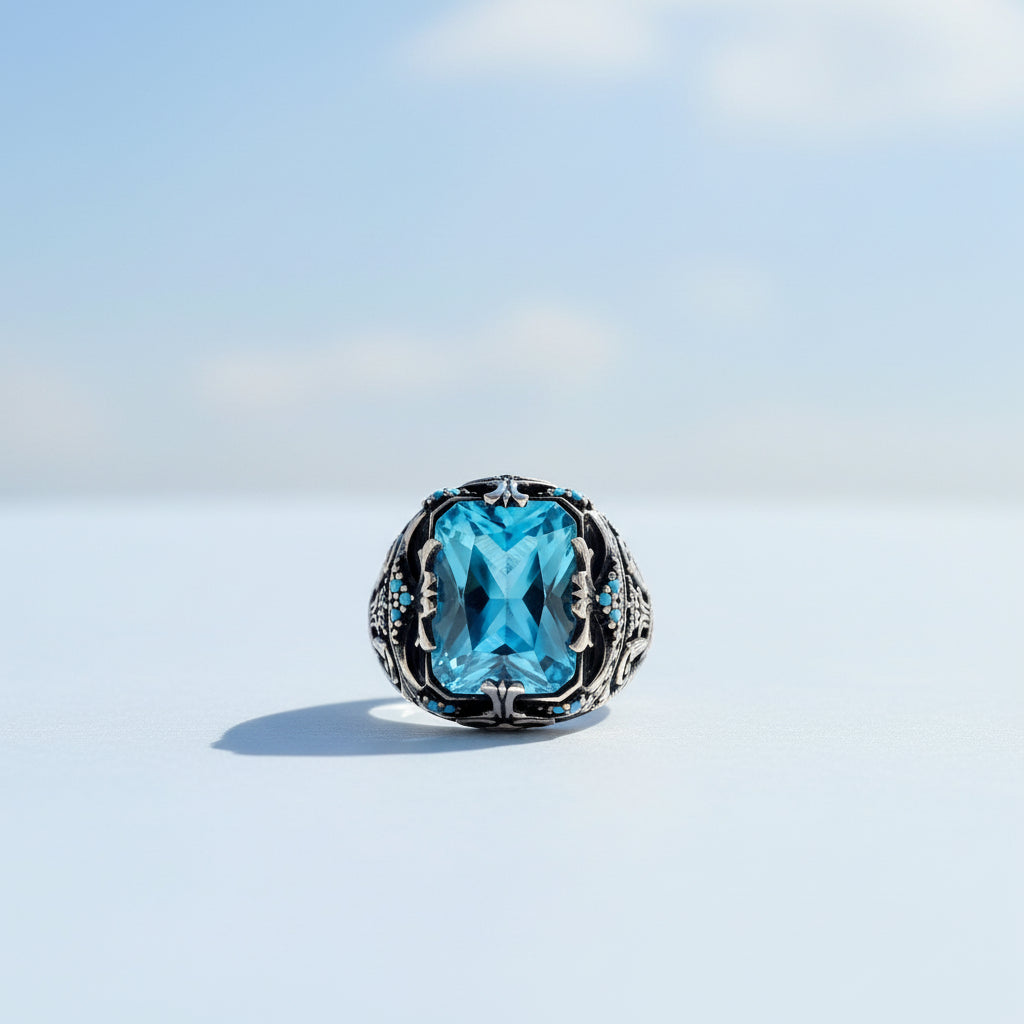 Herenring Met Blauwe Steen CLMR0221