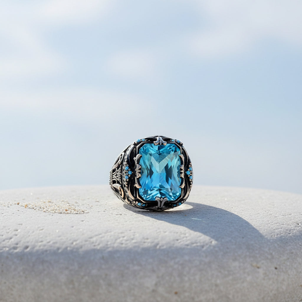 Herenring Met Blauwe Steen CLMR0221