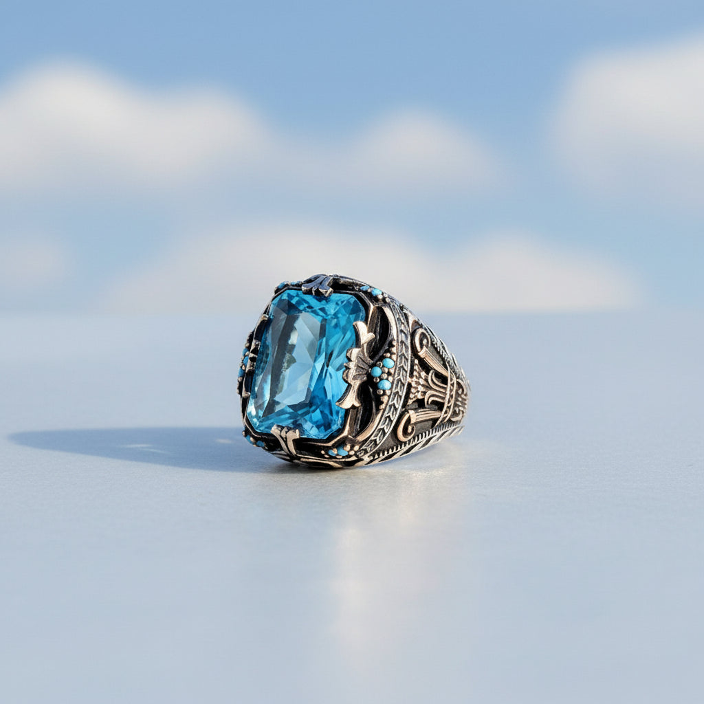 Herenring Met Blauwe Steen CLMR0221