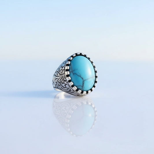 925 Sterling Zilveren Herenring met Turquoise Steen