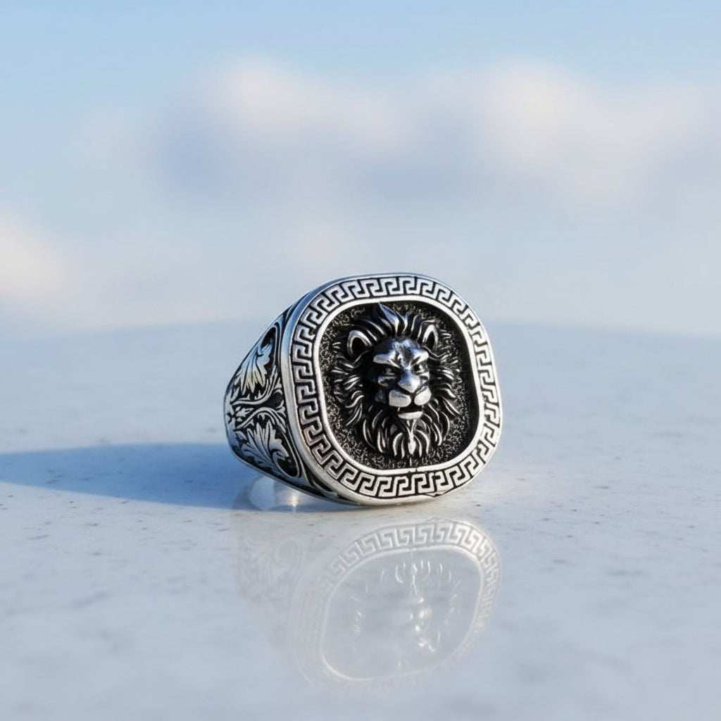 925 Sterling Zilveren Ring met Leeuwenkop Design