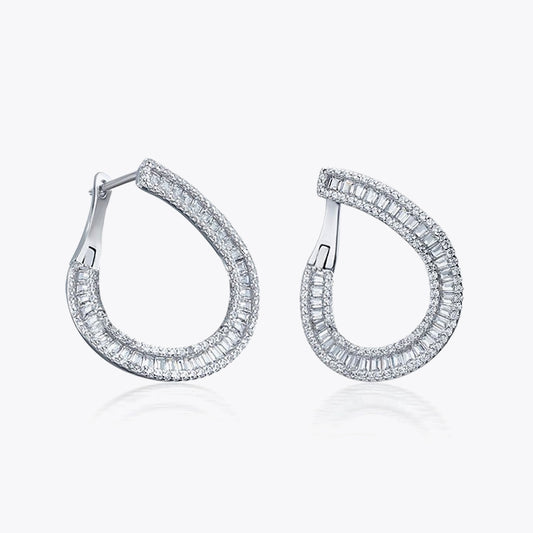 Zilveren luxe oorbellen 23x13mm met witte zirconia's DMNK001