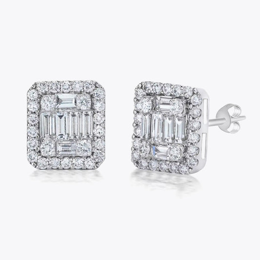 Zilveren luxe oorbellen met witte zirconia's DMNK004