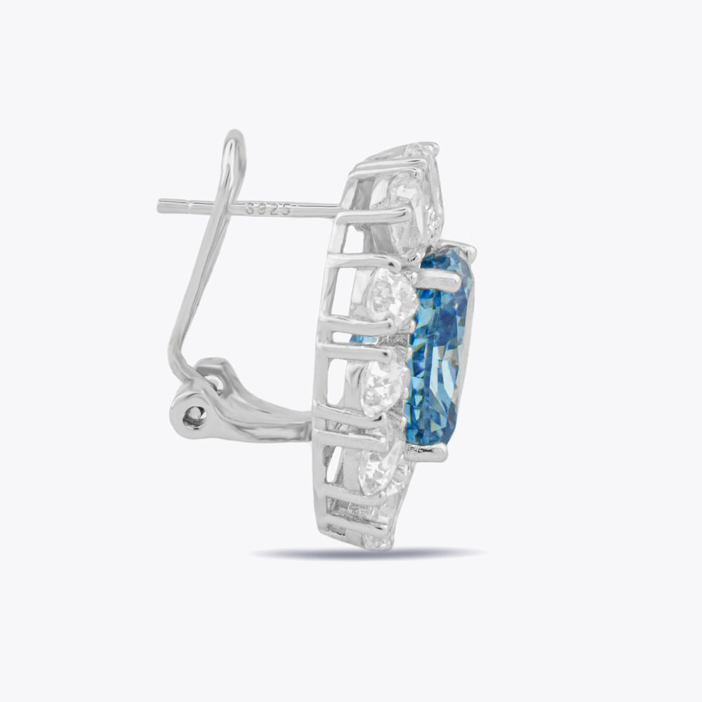Boucles d'oreilles de luxe en argent avec DMNK011 de la zircone bleue et blanche