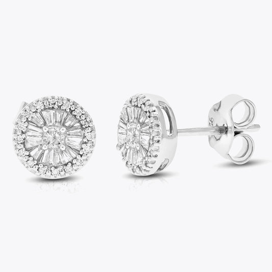 11mm zilveren oorstekers, bezet met witte zirconia's
