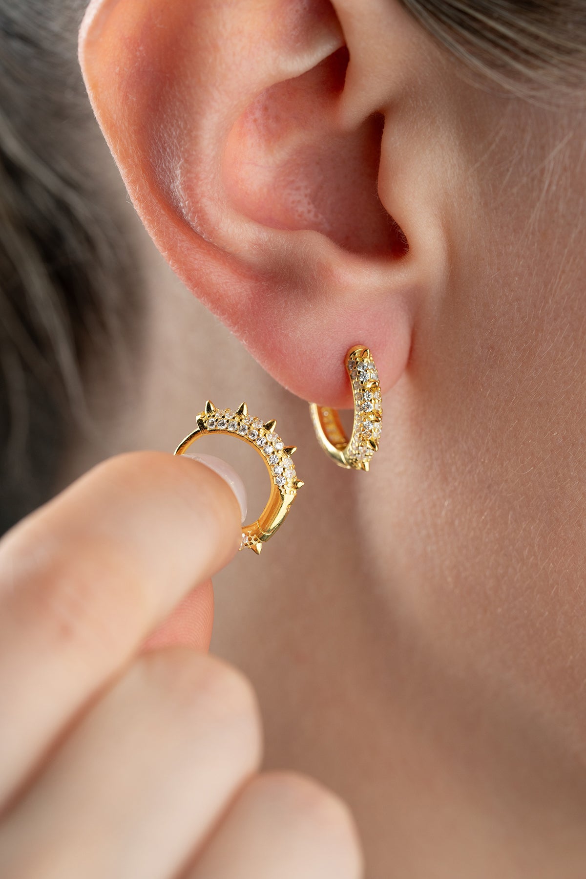 Stellar Spike Oorringen – Zirkonia Spikes op Hoops