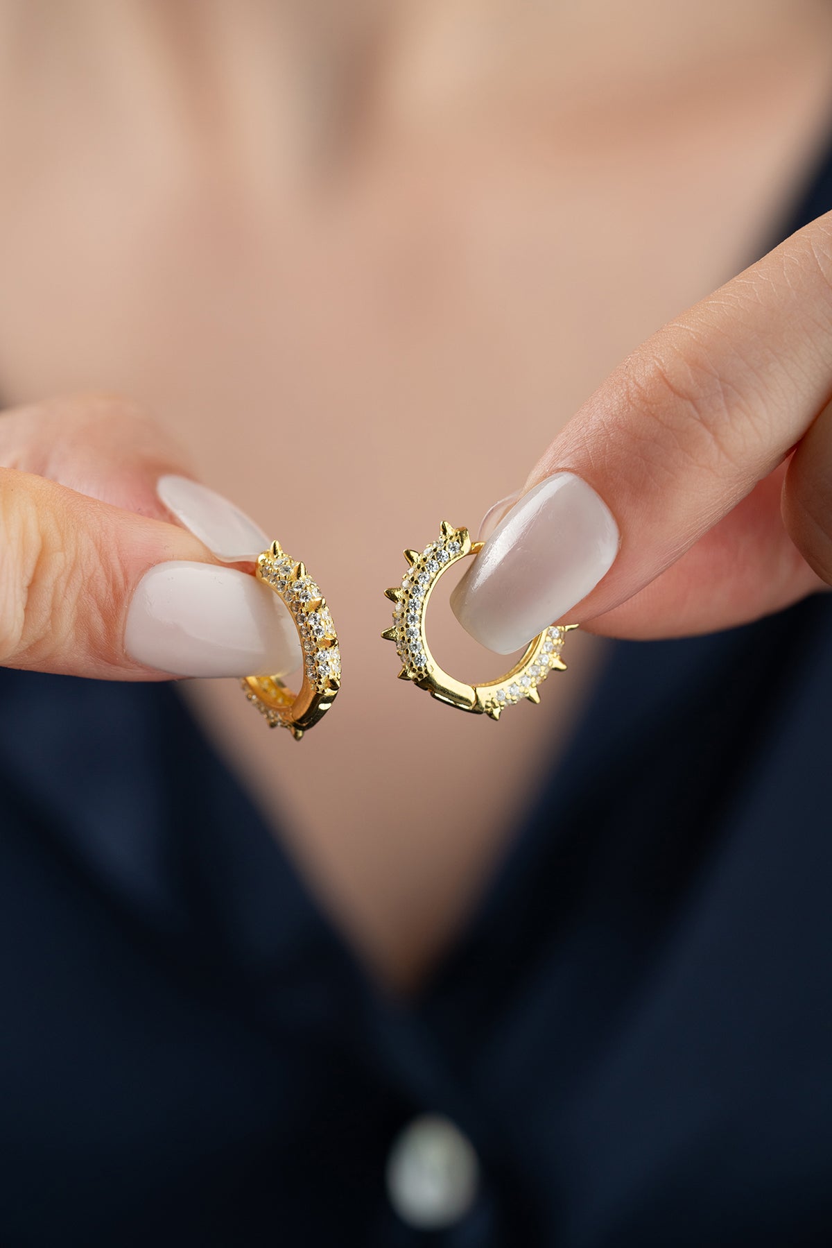 Stellar Spike Oorringen – Zirkonia Spikes op Hoops