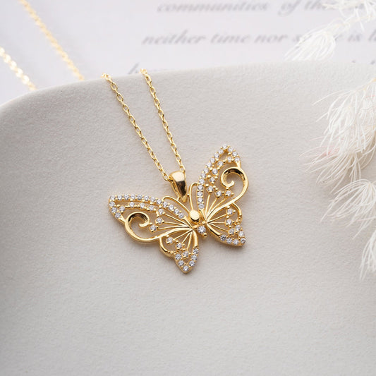 Vlinder Ketting - 925 Zilver Verguld