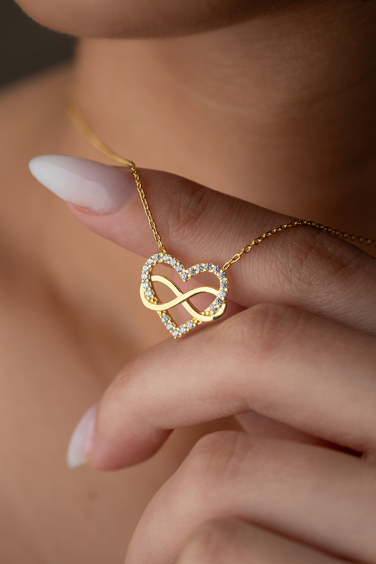 Hart & Oneindigheid Ketting - 925 Zilver Verguld