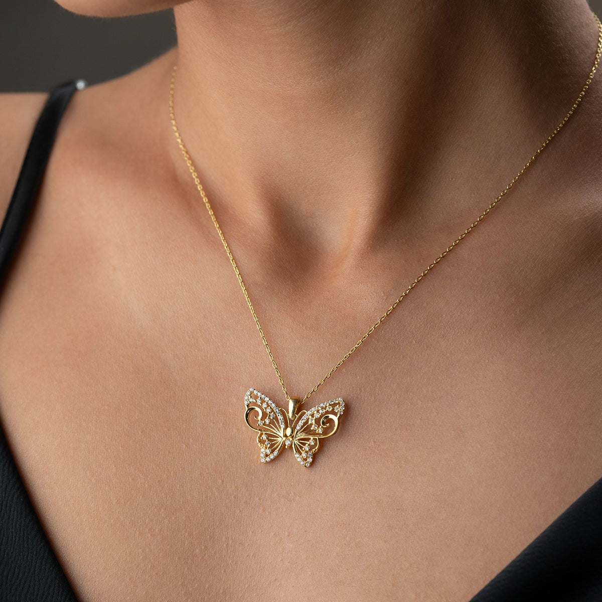 Vlinder Ketting - 925 Zilver Verguld