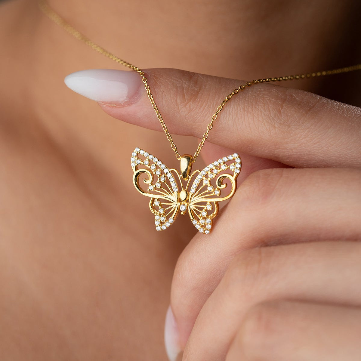 Vlinder Ketting - 925 Zilver Verguld