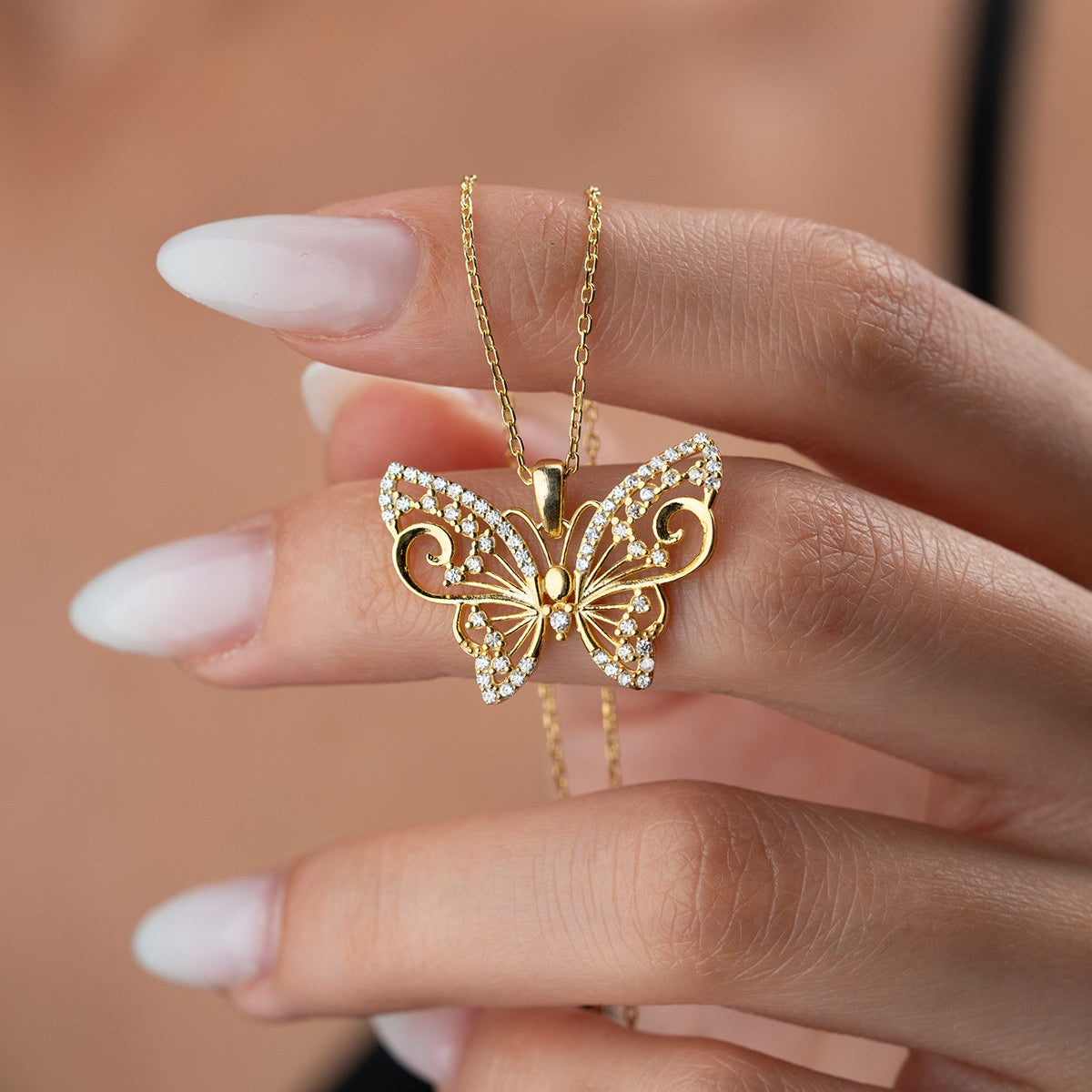 Vlinder Ketting - 925 Zilver Verguld