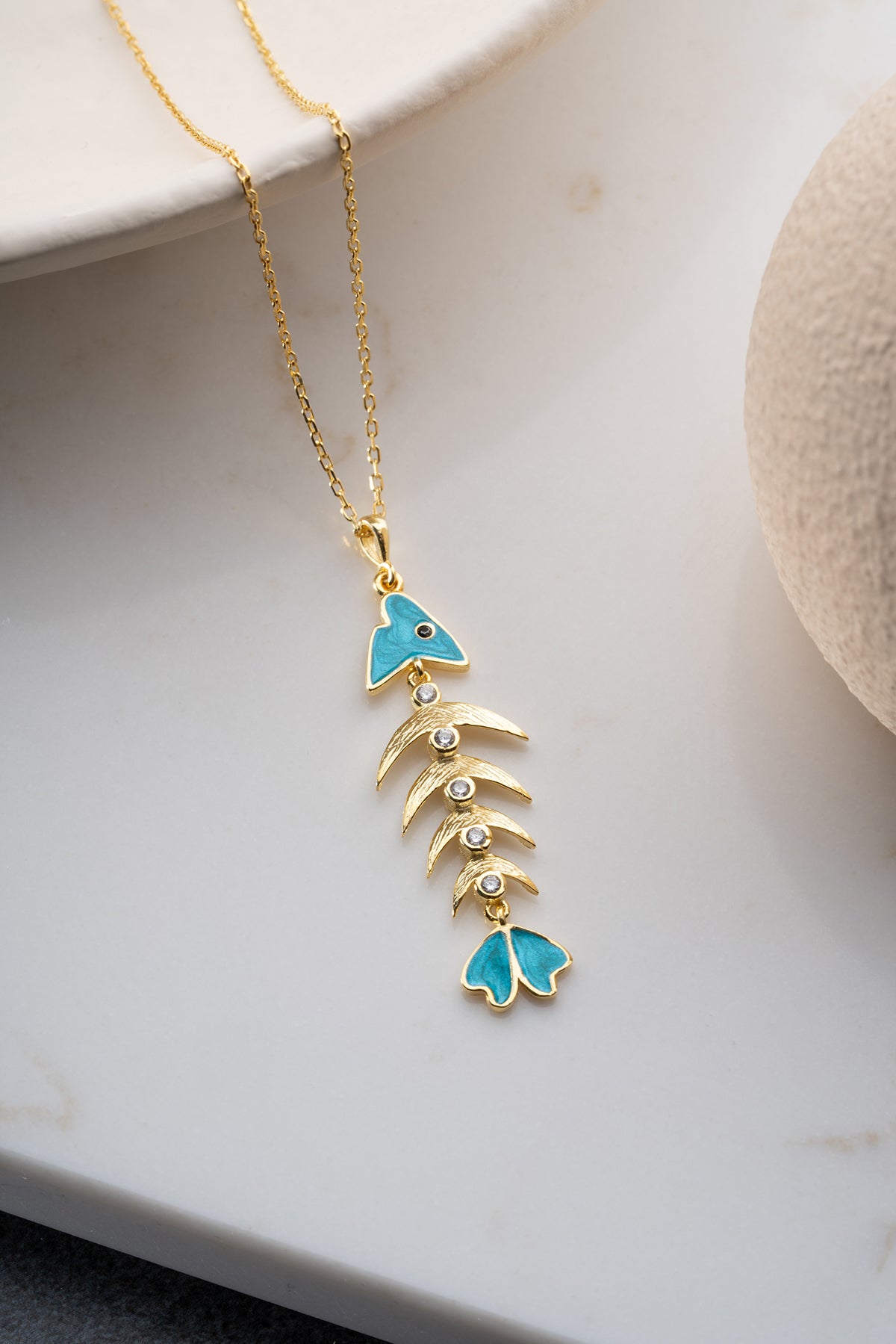 Visgraat Ketting - 925 Zilver Verguld