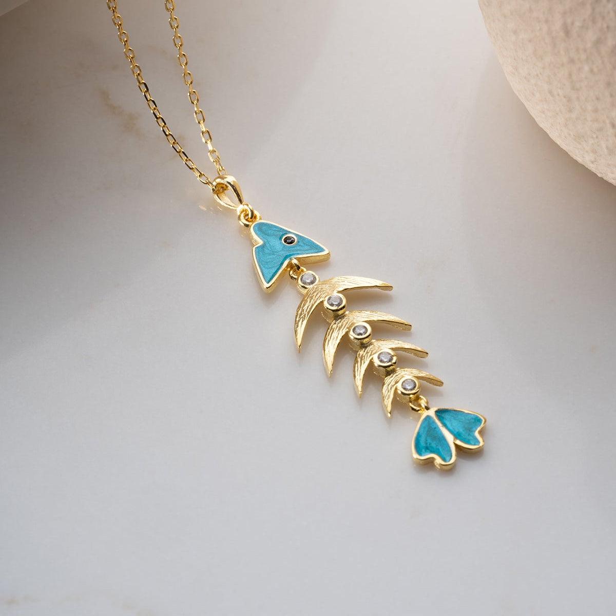 Visgraat Ketting - 925 Zilver Verguld