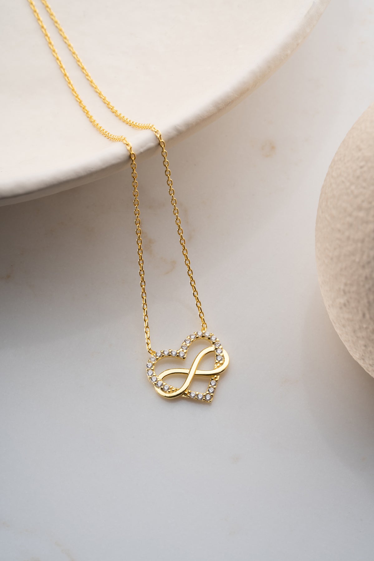 Hart & Oneindigheid Ketting - 925 Zilver Verguld