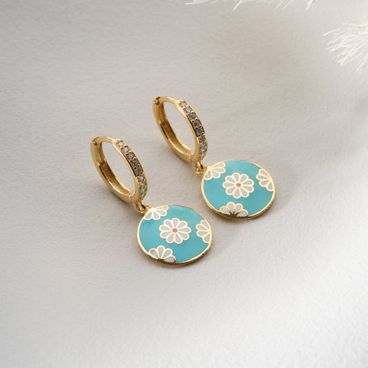Emaille Bloemen Oorbellen - 925 Sterling Zilver