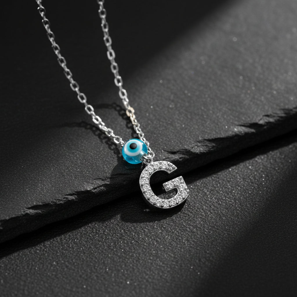 Evil Eye Initial Letter Zilveren Ketting