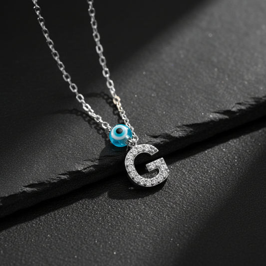 Evil Eye Initial Letter Zilveren Ketting