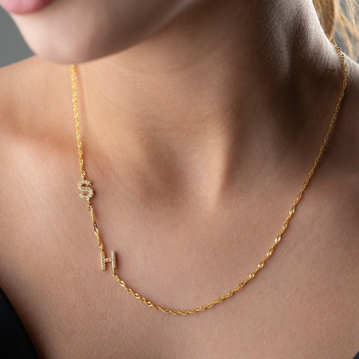 Gepersonaliseerde Dubbele Letter Ketting – 925 Zilver