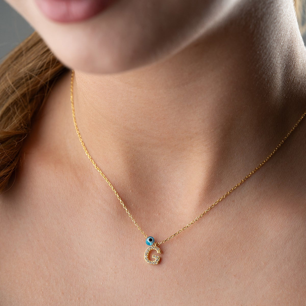 Evil Eye Initial Letter Zilveren Ketting