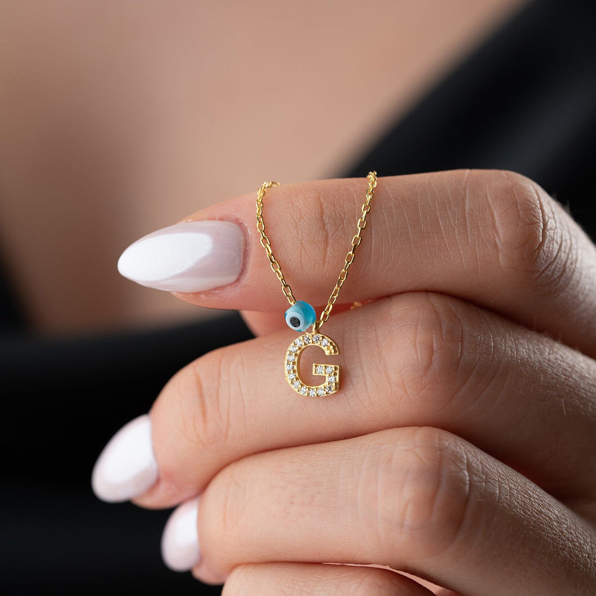 Evil Eye Initial Letter Zilveren Ketting