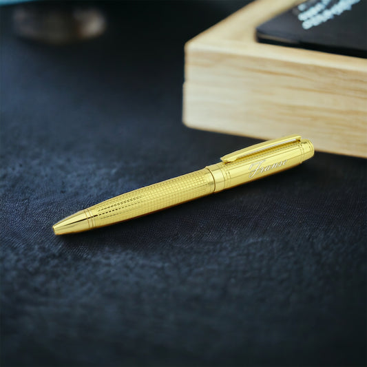 Gepersonaliseerde Gold Pen - Balpen graveren -Gegraveerde Houten Doosje BLP1102-T-G