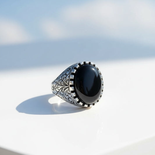 Zilveren Heren Ring Met Onyx
