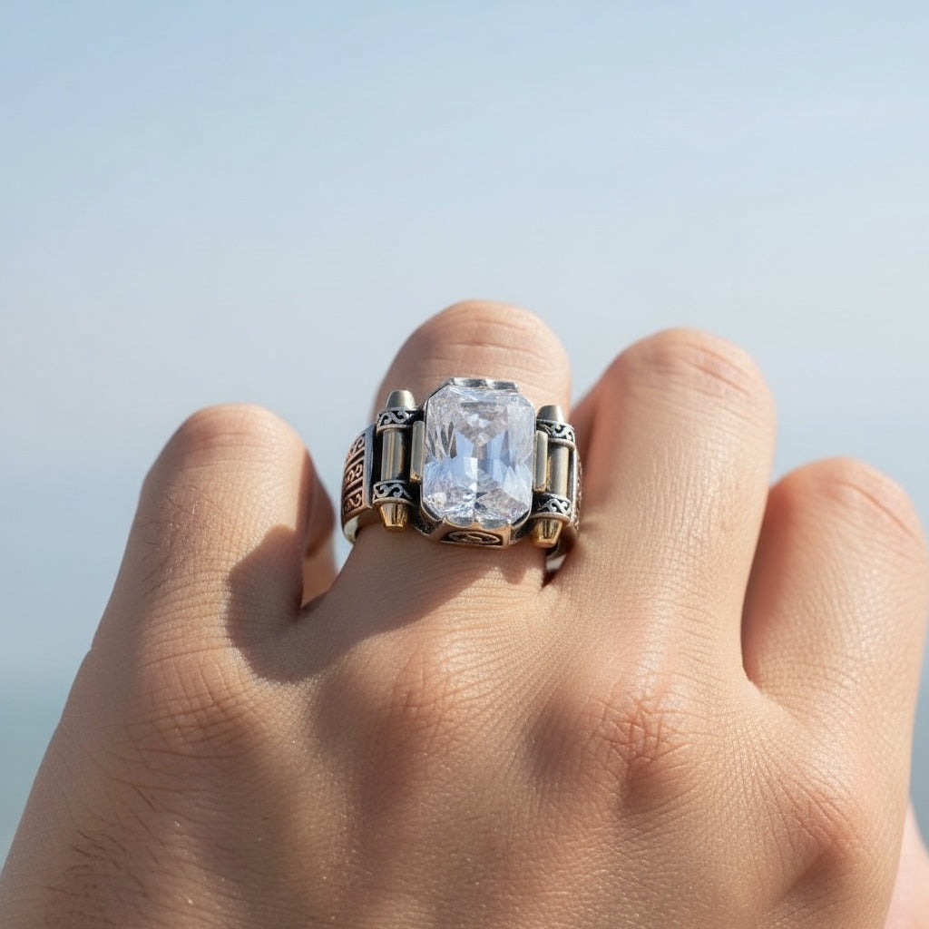 Herenring met Witte Zirkonia – 925 Sterling Zilver