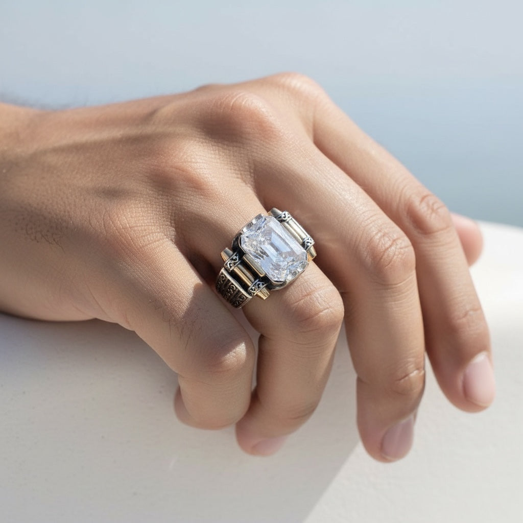 Herenring met Witte Zirkonia – 925 Sterling Zilver