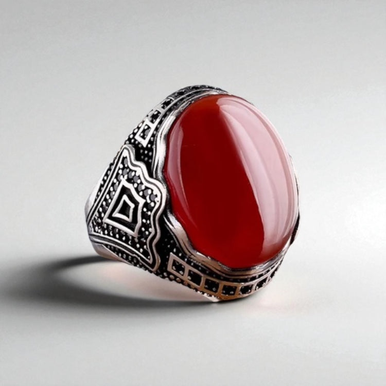 Zilveren Heren Ring Met Agaat Steen
