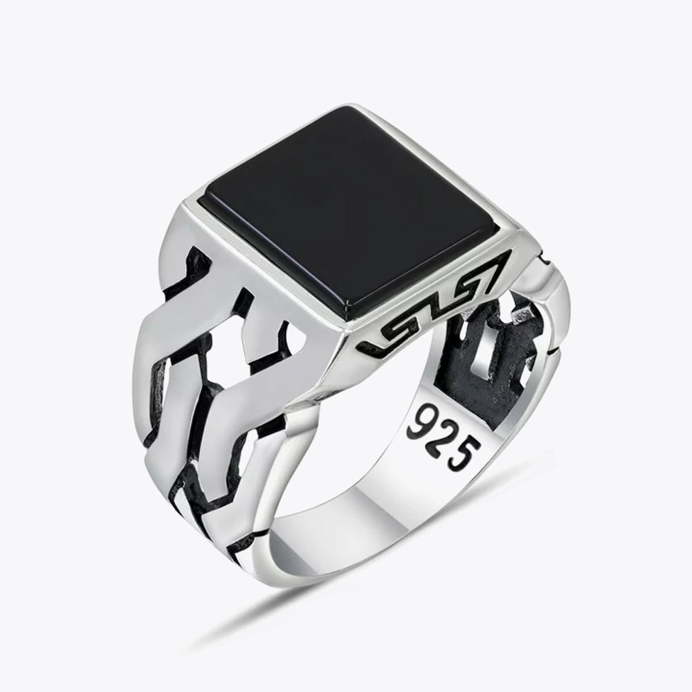 925 Zilveren Herenring Met Onyx Steen LMR230