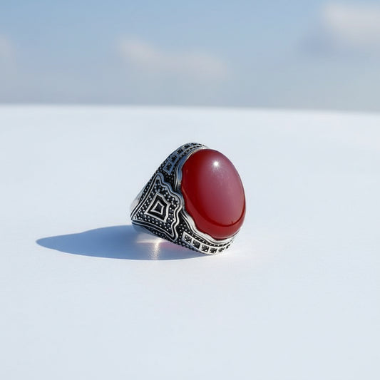 Zilveren Heren Ring Met Agaat Steen