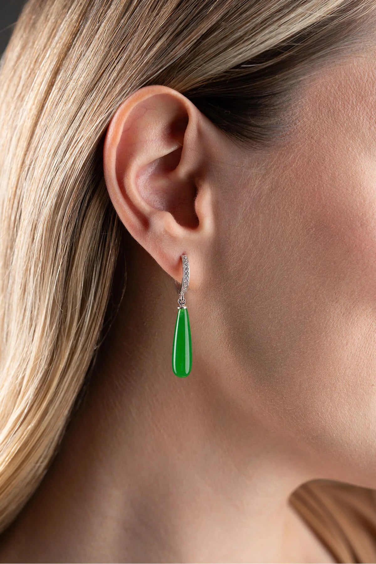 Groene Druppel Creolen met Steentjes | 925 Zilver