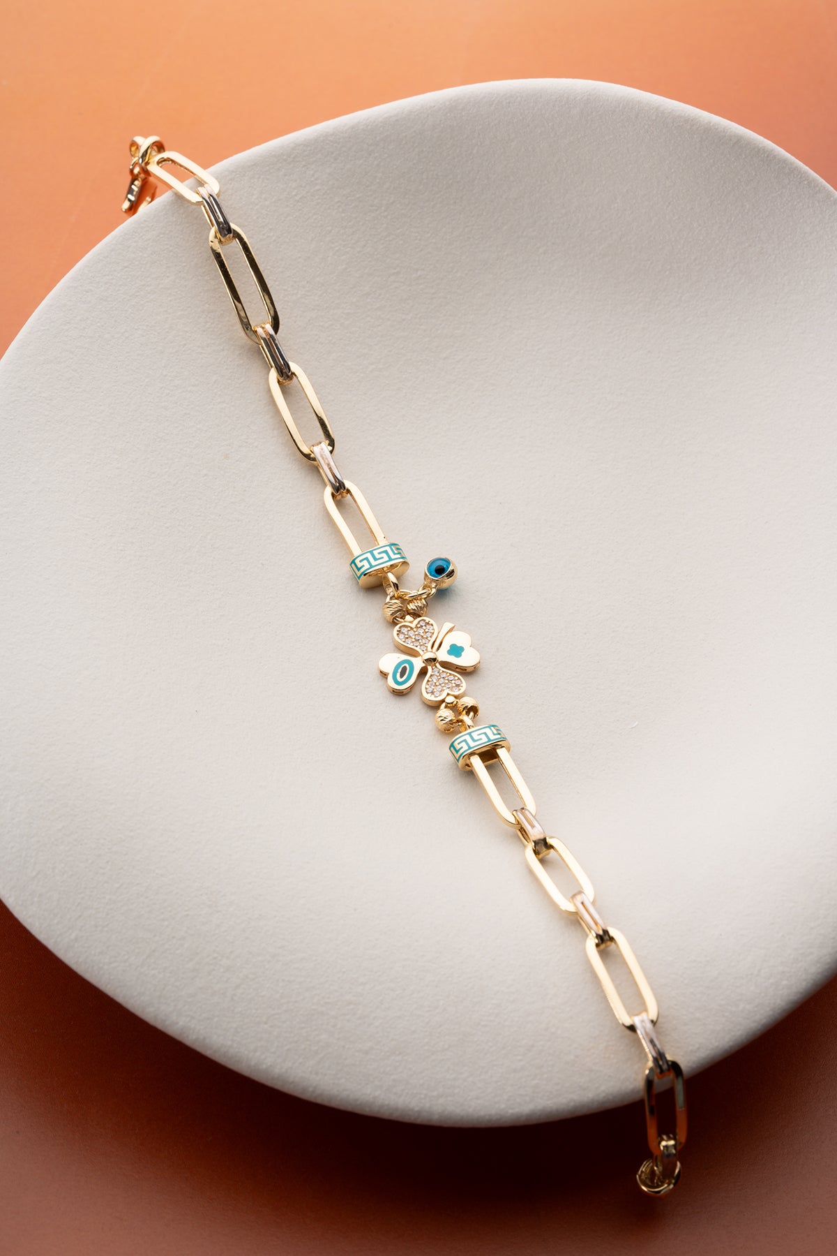 Klaver Charm Armband met Nazar | 925 Zilver