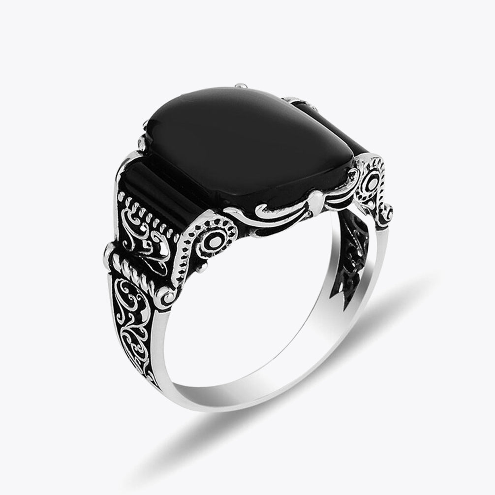 925 Zilveren Heren Ring Met Onyx Steen ORTBL176