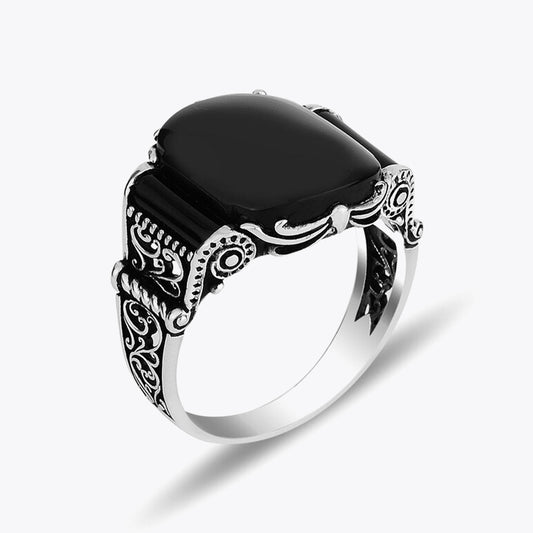 925 Zilveren Heren Ring Met Onyx Steen ORTBL176