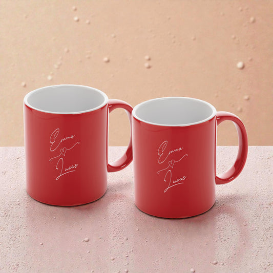 Gepersonaliseerde mokken set – 2 stuks met hart en namen