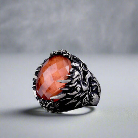 DracoFire Herenring met Zultanit en Draakmotief – 925 Zilver
