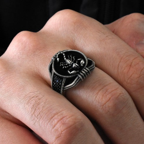 Schorpioen Heren Zilveren Ring